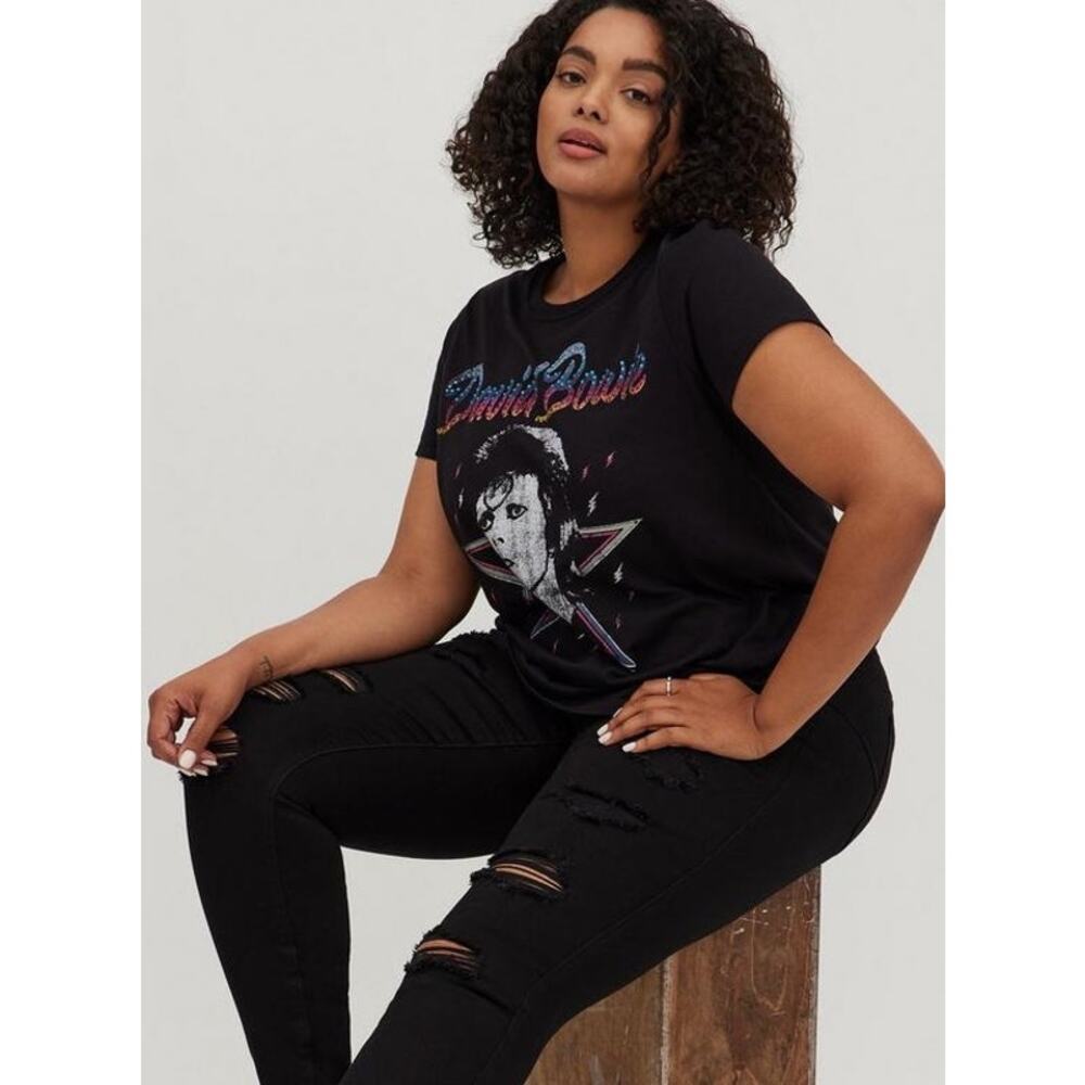 The Vinyl Icons David Bowie Black Classic Fit Crew Band Tee Size 4X